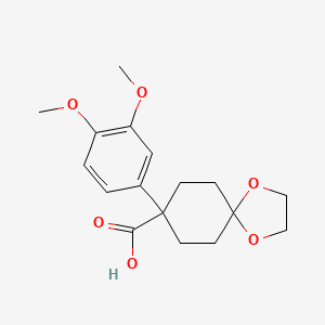 molecular formula C17H22O6 B14573071 8-(3,4-Dimethoxyphenyl)-1,4-dioxaspiro[4.5]decane-8-carboxylic acid CAS No. 61749-07-3