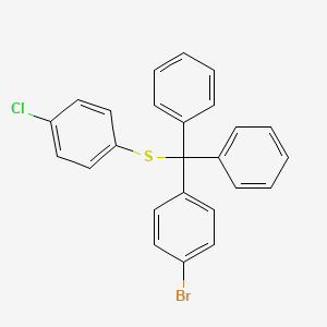 molecular formula C25H18BrClS B14573169 Benzene, 1-bromo-4-[[(4-chlorophenyl)thio]diphenylmethyl]- CAS No. 61623-74-3