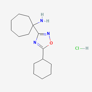 1-(5-Cyclohexyl-1,2,4-oxadiazol-3-yl)cycloheptan-1-amine hydrochloride