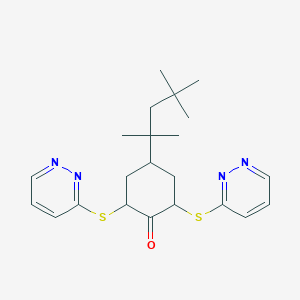 molecular formula C22H30N4OS2 B14573611 2,6-Bis[(pyridazin-3-yl)sulfanyl]-4-(2,4,4-trimethylpentan-2-yl)cyclohexan-1-one CAS No. 61631-48-9