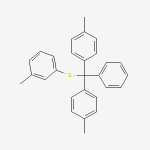 molecular formula C28H26S B14573637 Benzene, 1-[[bis(4-methylphenyl)phenylmethyl]thio]-3-methyl- CAS No. 61623-70-9