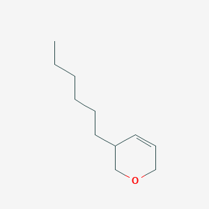 molecular formula C11H20O B14574198 3-Hexyl-3,6-dihydro-2H-pyran CAS No. 61639-24-5