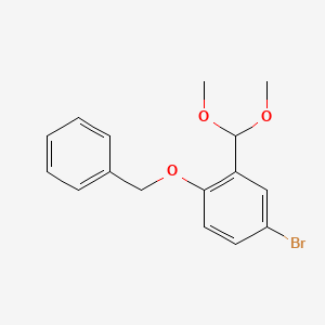 molecular formula C16H17BrO3 B1457420 1-(Benzyloxy)-4-bromo-2-(dimethoxymethyl)benzene CAS No. 1355247-00-5
