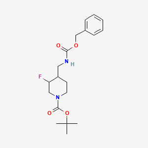 molecular formula C19H27FN2O4 B1457428 tert-butyl 4-((Benzyloxycarbonylamino)methyl)-3-fluoropiperidine-1-carboxylate CAS No. 1400764-52-4