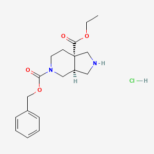 molecular formula C18H25ClN2O4 B1457445 5-O-Benzyl 7a-O-ethyl (3aS,7aS)-2,3,3a,4,6,7-hexahydro-1H-pyrrolo[3,4-c]pyridine-5,7a-dicarboxylate;hydrochloride CAS No. 1217637-00-7