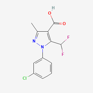 molecular formula C12H9ClF2N2O2 B1457461 1-(3-chlorophenyl)-5-(difluoromethyl)-3-methyl-1H-pyrazole-4-carboxylic acid CAS No. 1375473-58-7