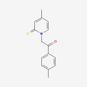 molecular formula C15H15NOS B14575043 Ethanone, 1-(4-methylphenyl)-2-(4-methyl-2-thioxo-1(2H)-pyridinyl)- CAS No. 61657-07-6