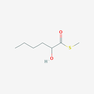 molecular formula C7H14O2S B14575483 Hexanethioic acid, 2-hydroxy-, S-methyl ester CAS No. 61603-70-1