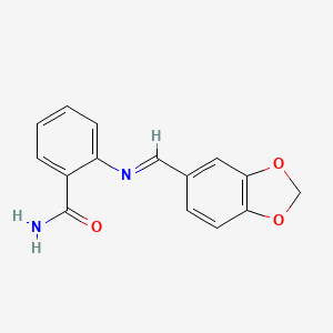 molecular formula C15H12N2O3 B14575715 Benzamide, 2-[(1,3-benzodioxol-5-ylmethylene)amino]- CAS No. 61195-15-1