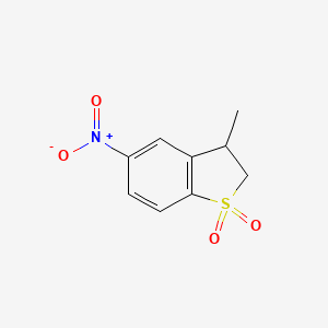 molecular formula C9H9NO4S B14575897 Benzo[b]thiophene, 2,3-dihydro-3-methyl-5-nitro-, 1,1-dioxide CAS No. 61211-47-0