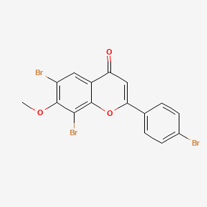 molecular formula C16H9Br3O3 B14576049 6,8-Dibromo-2-(4-bromophenyl)-7-methoxy-4H-1-benzopyran-4-one CAS No. 61255-41-2