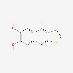 molecular formula C14H15NO2S B14576067 Thieno[2,3-b]quinoline, 2,3-dihydro-6,7-dimethoxy-4-methyl- CAS No. 61323-30-6