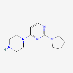 molecular formula C12H19N5 B1457641 4-(哌嗪-1-基)-2-(吡咯烷-1-基)嘧啶 CAS No. 1503527-77-2