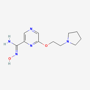 molecular formula C11H17N5O2 B14576446 N'-hydroxy-6-(2-pyrrolidin-1-ylethoxy)pyrazine-2-carboximidamide 
