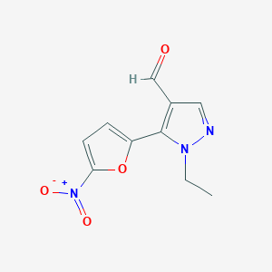 molecular formula C10H9N3O4 B14576513 1-Ethyl-5-(5-nitrofuran-2-yl)-1H-pyrazole-4-carbaldehyde CAS No. 61619-63-4