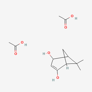 molecular formula C13H22O6 B14576672 Acetic acid;6,6-dimethylbicyclo[3.1.1]hept-2-ene-2,4-diol CAS No. 61597-34-0