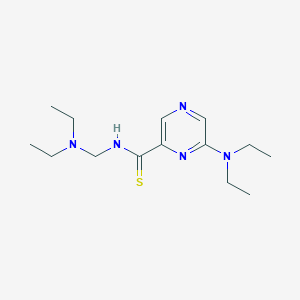molecular formula C14H25N5S B14576786 Pyrazinecarbothioamide, 6-(diethylamino)-N-[(diethylamino)methyl]- CAS No. 61689-62-1