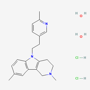 molecular formula C21H31Cl2N3O2 B1457687 2,3,4,5-Tetrahydro-2,8-dimethyl-5-[2-(6-methyl-3-pyridinyl)ethyl]-1H-pyrido[4,3-b]indole hydrochloride hydrate (1:2:2) CAS No. 1186653-04-2