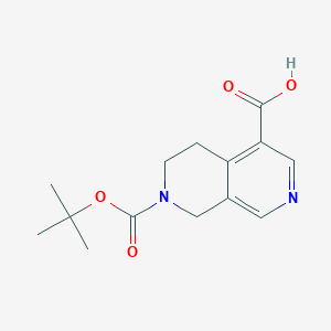 molecular formula C14H18N2O4 B1457690 7-[(2-Methylpropan-2-yl)oxycarbonyl]-6,8-dihydro-5H-2,7-naphthyridine-4-carboxylic acid CAS No. 1250999-71-3