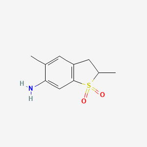 molecular formula C10H13NO2S B14576924 Benzo[b]thiophen-6-amine, 2,3-dihydro-2,5-dimethyl-, 1,1-dioxide CAS No. 61211-50-5
