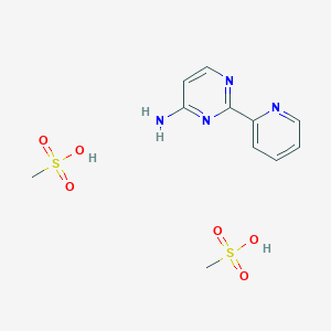 molecular formula C11H16N4O6S2 B14576925 Methanesulfonic acid--2-(pyridin-2-yl)pyrimidin-4-amine (2/1) CAS No. 61310-38-1