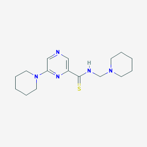 molecular formula C16H25N5S B14577056 Pyrazinecarbothioamide, 6-(1-piperidinyl)-N-(1-piperidinylmethyl)- CAS No. 61689-78-9