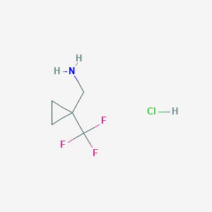molecular formula C5H9ClF3N B1457717 [1-(Trifluoromethyl)cyclopropyl]methanamine hydrochloride CAS No. 1783418-59-6