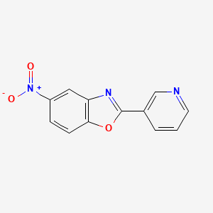 molecular formula C12H7N3O3 B14577173 Benzoxazole, 5-nitro-2-(3-pyridinyl)- CAS No. 61382-20-5