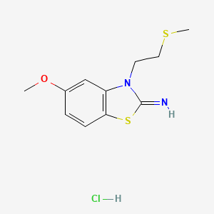 molecular formula C11H15ClN2OS2 B1457738 5-methoxy-3-(2-(methylthio)ethyl)benzo[d]thiazol-2(3H)-imine hydrochloride CAS No. 2034157-16-7