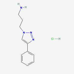 molecular formula C11H15ClN4 B1457746 3-(4-phenyl-1H-1,2,3-triazol-1-yl)propan-1-amine hydrochloride CAS No. 1864054-17-0