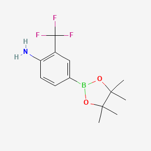 molecular formula C13H17BF3NO2 B1457754 4-(4,4,5,5-Tetramethyl-1,3,2-dioxaborolan-2-YL)-2-(trifluoromethyl)aniline CAS No. 508223-55-0