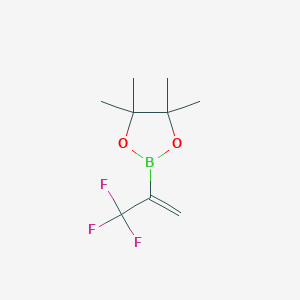 molecular formula C9H14BF3O2 B1457756 4,4,5,5-Tetramethyl-2-(3,3,3-trifluoroprop-1-EN-2-YL)-1,3,2-dioxaborolane CAS No. 1055881-27-0
