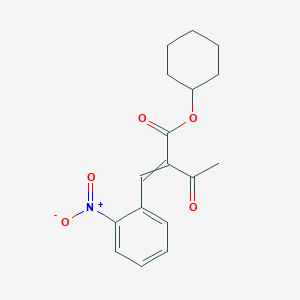 molecular formula C17H19NO5 B14577566 Cyclohexyl 2-[(2-nitrophenyl)methylidene]-3-oxobutanoate CAS No. 61312-62-7