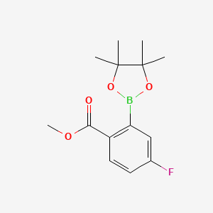 molecular formula C14H18BFO4 B1457767 Methyl 4-fluoro-2-(4,4,5,5-tetramethyl-1,3,2-dioxaborolan-2-YL)benzoate CAS No. 1400976-17-1