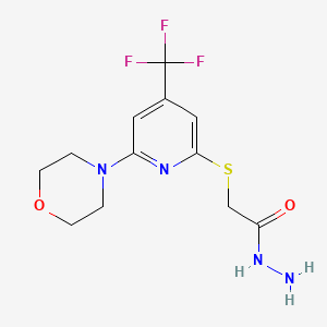 molecular formula C12H15F3N4O2S B1457780 (6-Morpholin-4'-yl-4-(trifluoromethyl)pyridin-2-ylsulfanyl)acethydrazide CAS No. 1053657-62-7