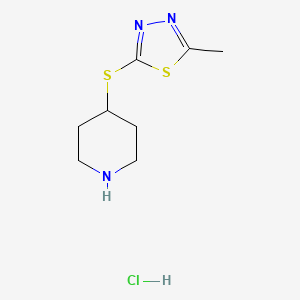 molecular formula C8H14ClN3S2 B1457787 4-[(5-Methyl-1,3,4-thiadiazol-2-yl)sulfanyl]piperidine hydrochloride CAS No. 1216654-69-1