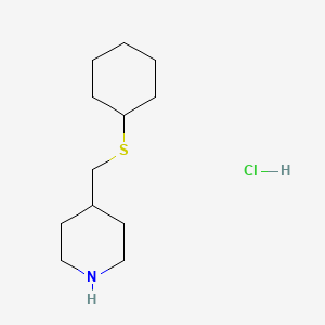molecular formula C12H24ClNS B1457789 4-[(环己基硫基)甲基]哌啶盐酸盐 CAS No. 1864064-06-1