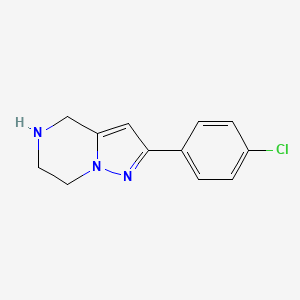 molecular formula C12H12ClN3 B1457797 2-(4-Chlorophenyl)-4,5,6,7-tetrahydropyrazolo[1,5-A]pyrazine CAS No. 1250443-87-8