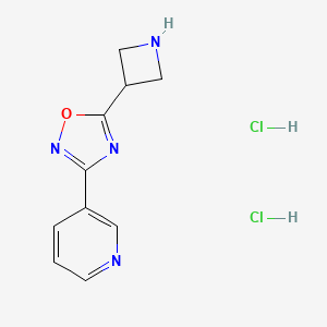 molecular formula C10H12Cl2N4O B1457799 3-(5-Azetidin-3-yl-1,2,4-oxadiazol-3-yl)pyridine dihydrochloride CAS No. 1426290-29-0