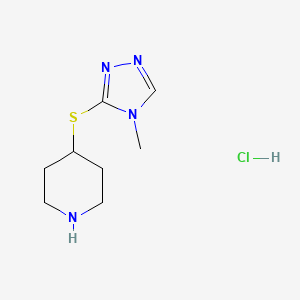 molecular formula C8H15ClN4S B1457800 4-[(4-methyl-4H-1,2,4-triazol-3-yl)sulfanyl]piperidine hydrochloride CAS No. 1864073-11-9