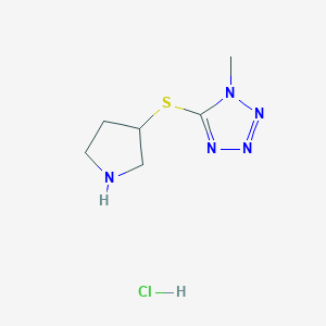 molecular formula C6H12ClN5S B1457807 1-methyl-5-(pyrrolidin-3-ylsulfanyl)-1H-1,2,3,4-tetrazole hydrochloride CAS No. 1820608-36-3