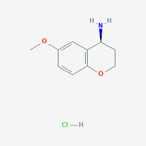 molecular formula C10H14ClNO2 B1457819 (4S)-6-methoxy-3,4-dihydro-2H-1-benzopyran-4-amine hydrochloride CAS No. 1392218-75-5
