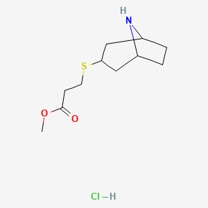 molecular formula C11H20ClNO2S B1457821 Methyl 3-(8-azabicyclo[3.2.1]octan-3-ylsulfanyl)propanoate hydrochloride CAS No. 1823867-31-7