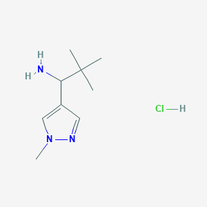 molecular formula C9H18ClN3 B1457829 2,2-dimethyl-1-(1-methyl-1H-pyrazol-4-yl)propan-1-amine hydrochloride CAS No. 1375474-63-7