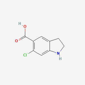 molecular formula C9H8ClNO2 B1457832 6-Chloroindoline-5-carboxylic acid CAS No. 1375472-84-6