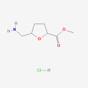 molecular formula C7H14ClNO3 B1457842 Methyl 5-(aminomethyl)tetrahydrofuran-2-carboxylate hydrochloride CAS No. 1304126-25-7