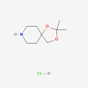 molecular formula C9H18ClNO2 B1457847 2,2-Dimethyl-1,3-dioxa-8-aza-spiro[4.5]decane hydrochloride CAS No. 1260384-21-1