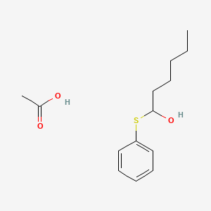 molecular formula C14H22O3S B14578587 Acetic acid--1-(phenylsulfanyl)hexan-1-ol (1/1) CAS No. 61174-03-6