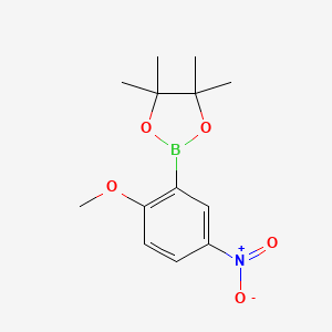 molecular formula C13H18BNO5 B1457872 2-(2-Methoxy-5-nitrophenyl)-4,4,5,5-tetramethyl-1,3,2-dioxaborolane CAS No. 677746-34-8