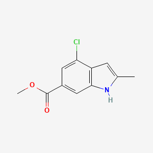 molecular formula C11H10ClNO2 B1457880 4-Chloro-2-methyl-1H-indole-6-carboxylic acid methyl ester CAS No. 1260386-48-8